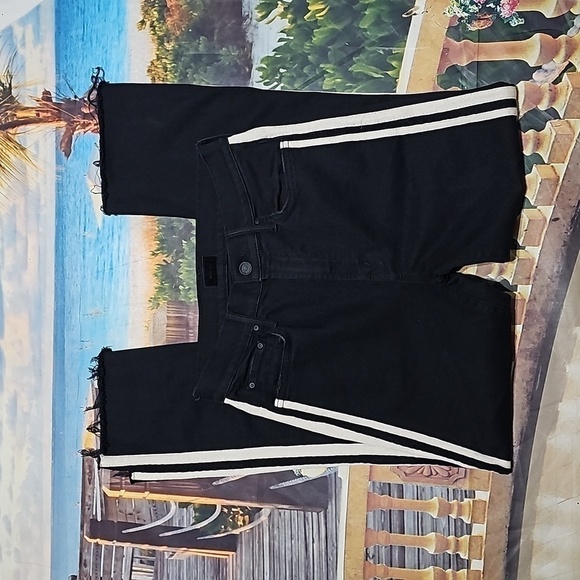 Mother Insider Striped Crop Step-Hem Fray Jeans in Guilty Racer Size 27 - Picture 5 of 12